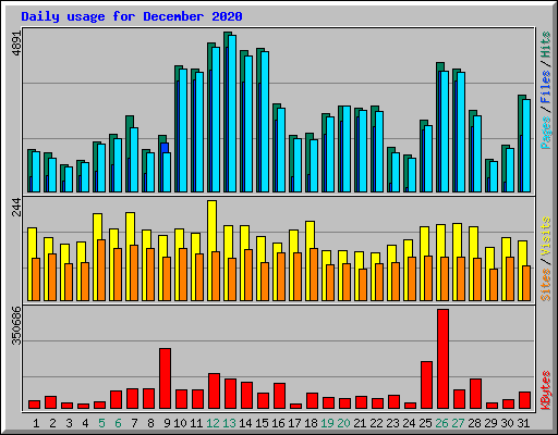 Daily usage for December 2020