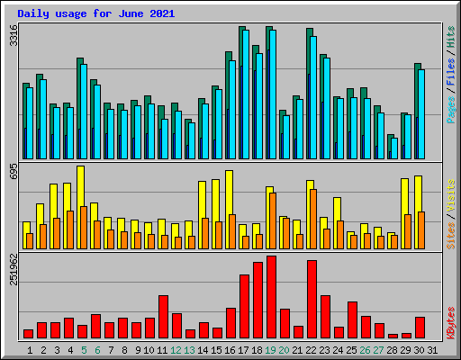 Daily usage for June 2021