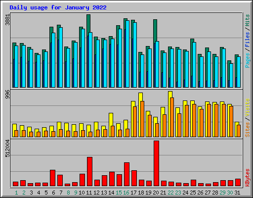 Daily usage for January 2022