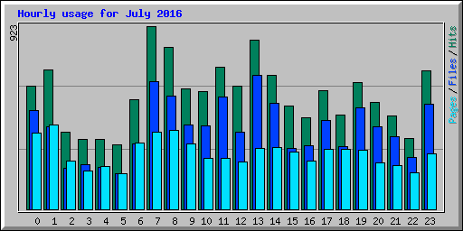 Hourly usage for July 2016