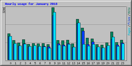 Hourly usage for January 2018